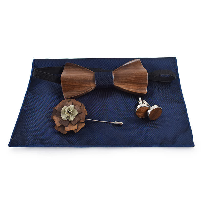 Set di 4 papillon in legno nero vintage da uomo - image 1