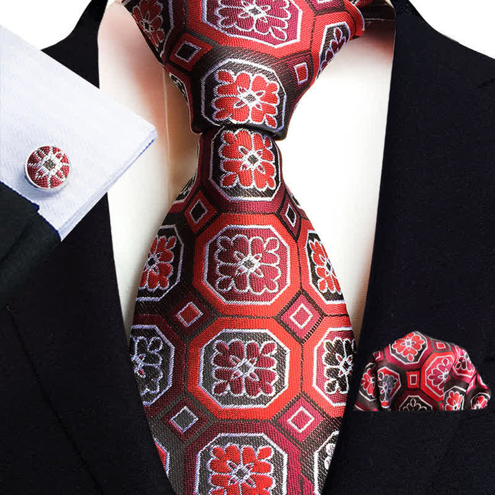 Set di 3 cravatte classiche da uomo con motivo Paisley floreale - Borgogna - image 6