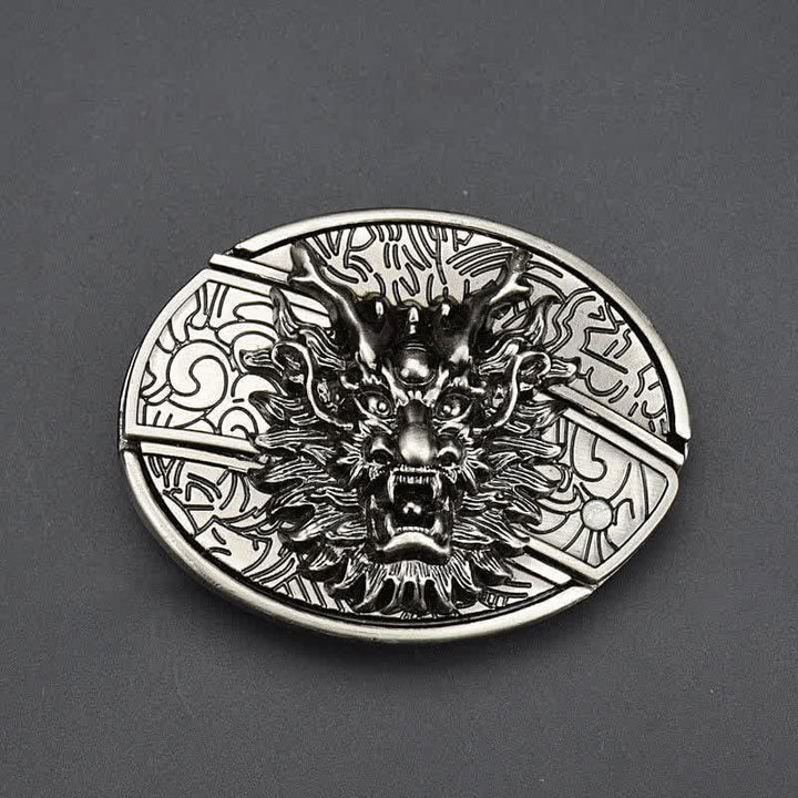 Cintura in pelle da uomo con testa di drago e coltello pieghevole - image 1