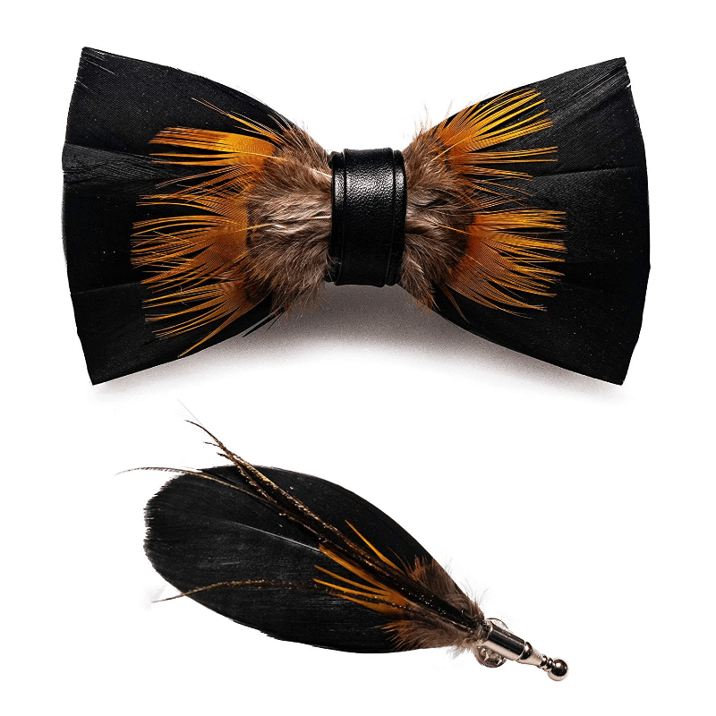 Papillon con piume di girasole arancioni e nere per bambini con spilla da bavero - image 6