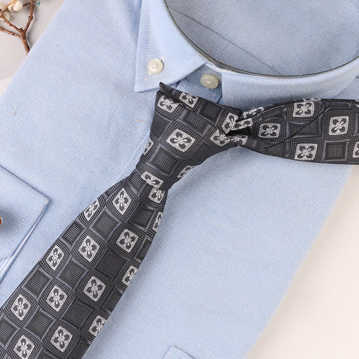 Cravatta da uomo con motivi floreali geometrici vintage - Diamante grigio - image 12