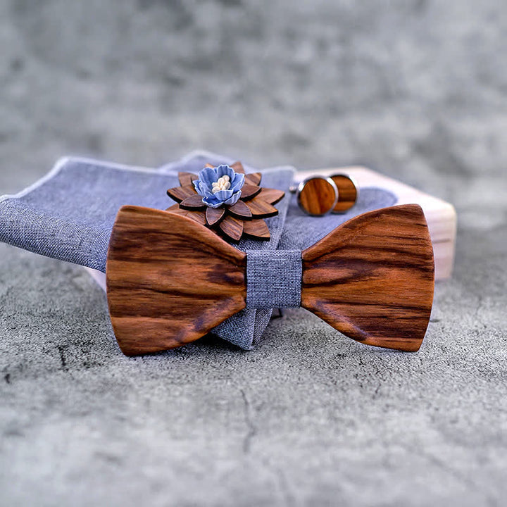 Set di 4 papillon in legno concavo formale da uomo - image 4