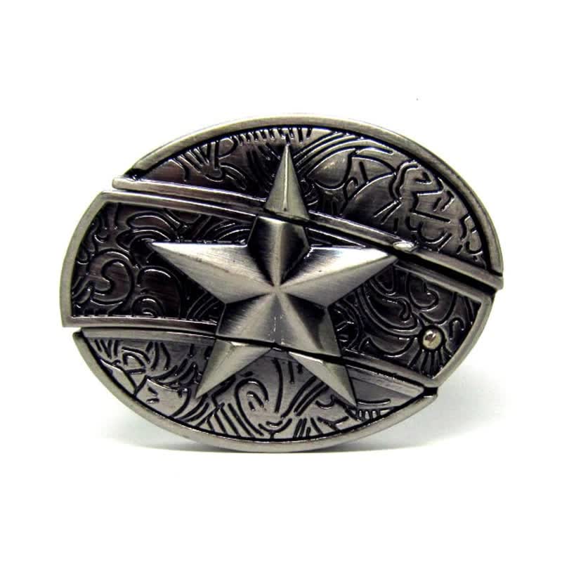 Cintura in pelle con pentagramma da uomo con coltello pieghevole - image 4