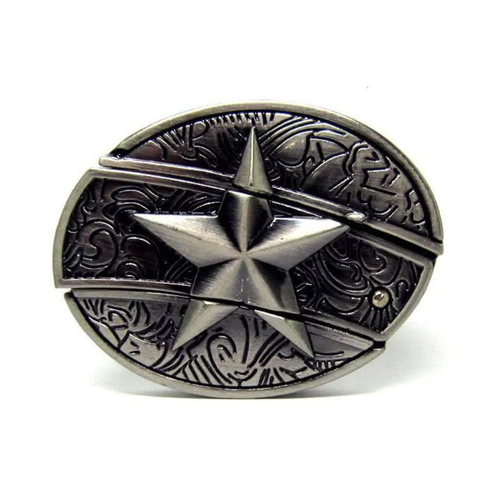 Cintura in pelle con pentagramma da uomo con coltello pieghevole - image 4