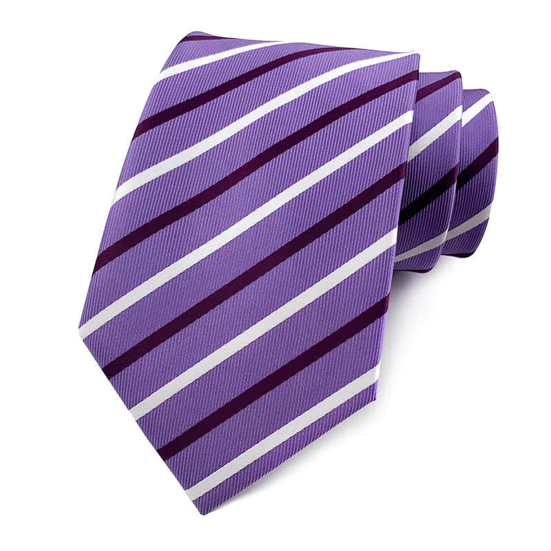 Cravatta da ufficio a righe tradizionali da uomo - Viola - image 20