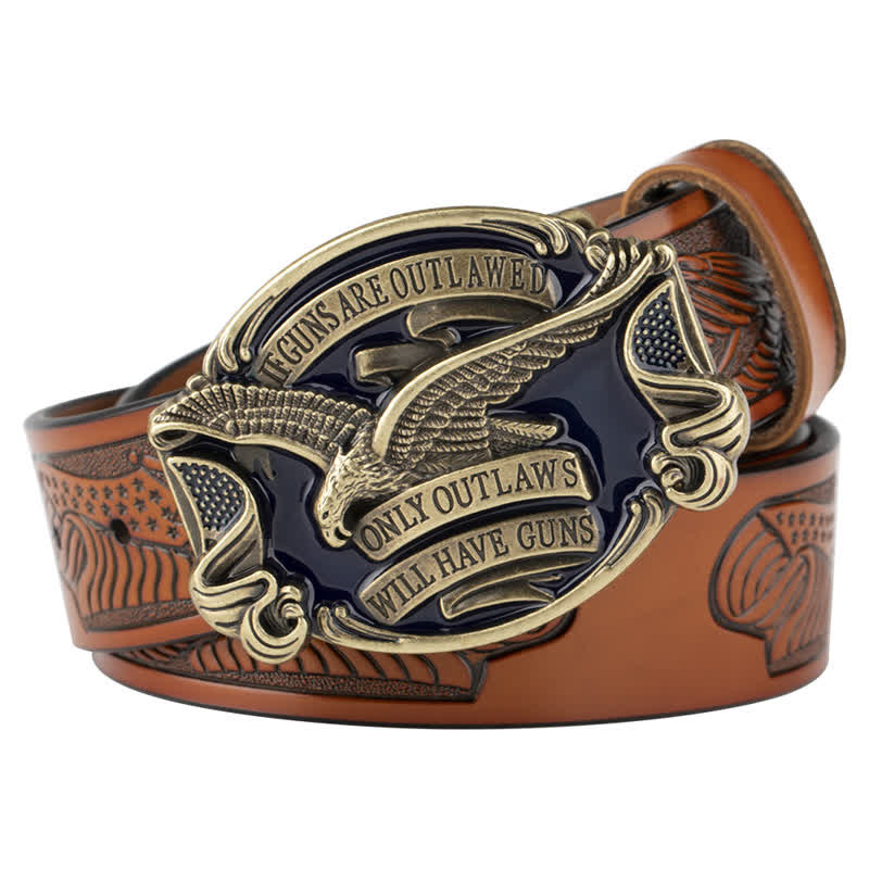 Cintura in pelle con bandiera americana Soaring Eagle da uomo - Arancione / Bronzo - 46 - image 15