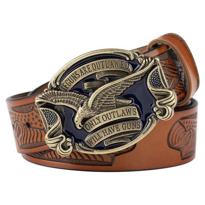 Cintura in pelle con bandiera americana Soaring Eagle da uomo - Arancione / Bronzo - 46 - image 15