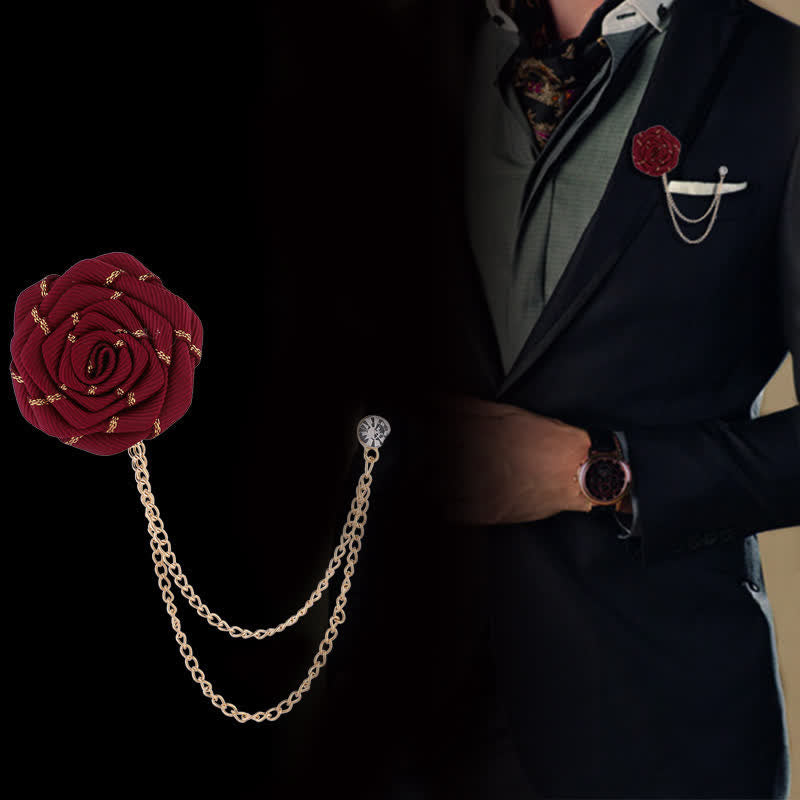 Spilla a catena con rose floreali da uomo - image 0