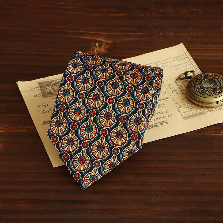 Cravatta geometrica con medaglione di lusso da uomo - Blu e rosso - image 4