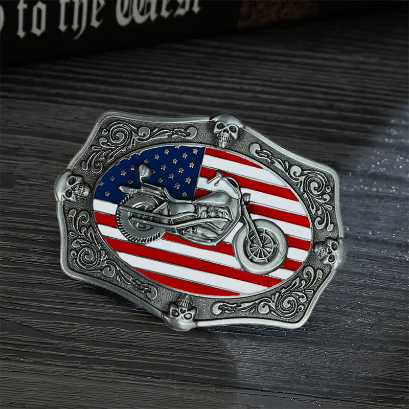 Cintura in pelle con fibbia a forma di teschio con bandiera USA, fai da te, da uomo - Motociclo - Senza cintura - image 0