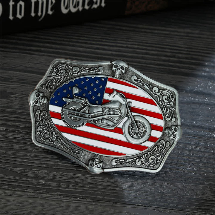 Cintura in pelle con fibbia a forma di teschio con bandiera USA, fai da te, da uomo - Motociclo - Senza cintura - image 0