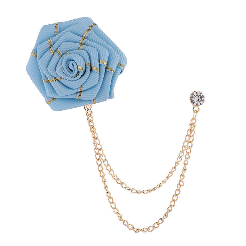 Spilla a catena con rose floreali da uomo - Blu cielo - image 13