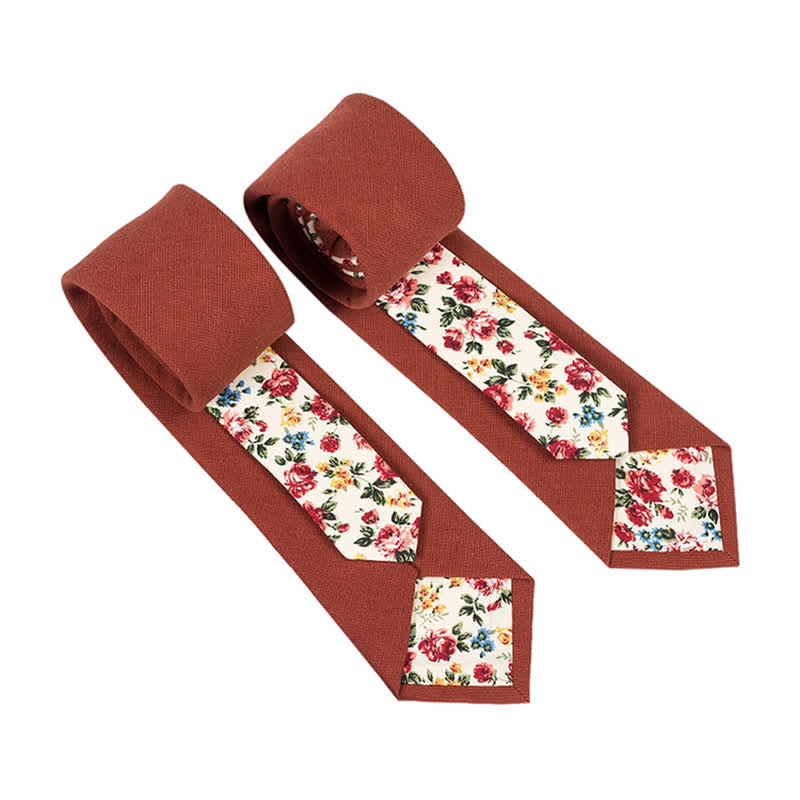 Cravatta da uomo con motivo patchwork floreale a quadri - Mattoni refrattari - image 10