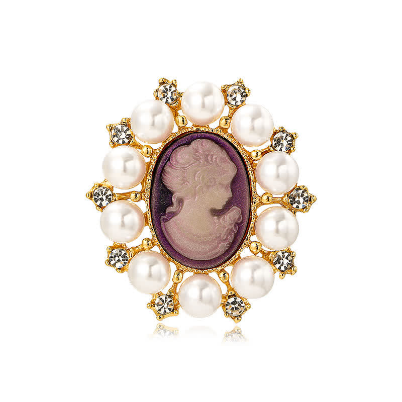 Spilla di perle di bellezza in rilievo del palazzo femminile - Viola e Bianco - image 14