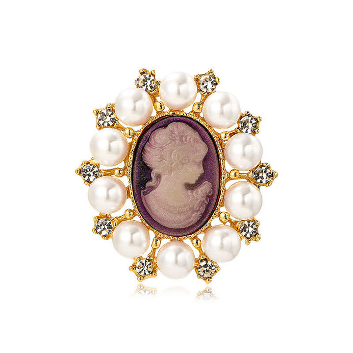 Spilla di perle di bellezza in rilievo del palazzo femminile - Viola e Bianco - image 14