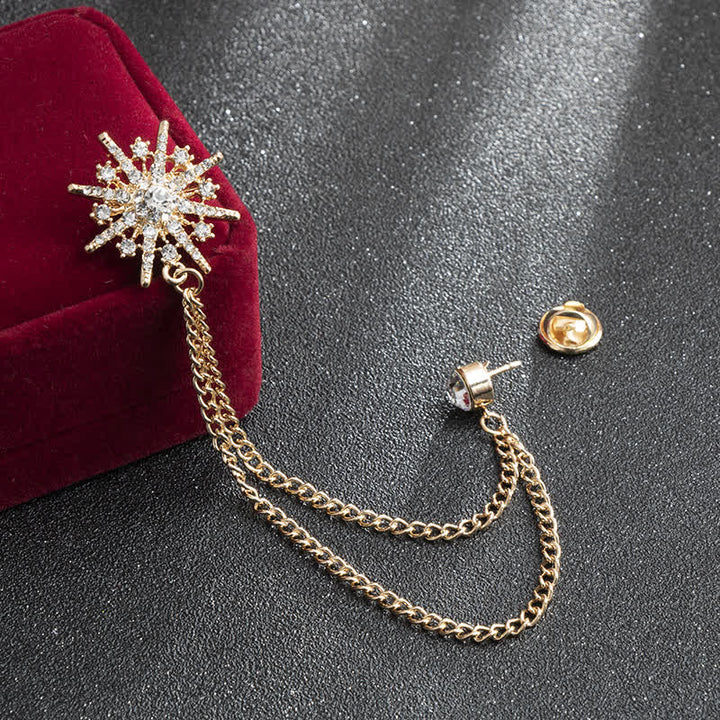 Spilla con nappa a forma di stella ottagonale scintillante da uomo - Oro - image 2