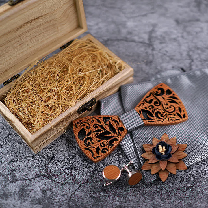 Set di 4 papillon in legno cavo da uomo con pianta - image 6