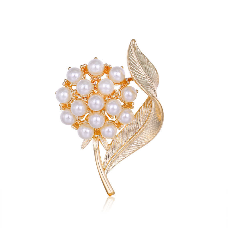 Spilla da donna con perle e fiori freschi - Oro - image 0