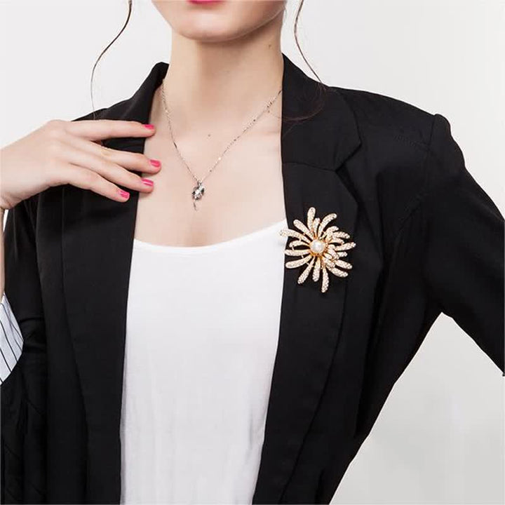 Spilla floreale in corallo da donna con perle - image 4