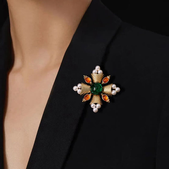 Spilla da donna con perle e croce barocca imperatrice - image 1
