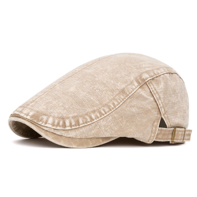 Berretto in puro cotone lavato in stile britannico primaverile ed estivo - Cachi - Regolabile (22"-24") - image 12