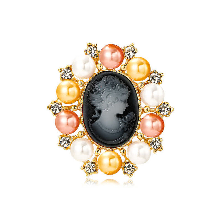 Spilla di perle di bellezza in rilievo del palazzo femminile - Nero e oro - image 11