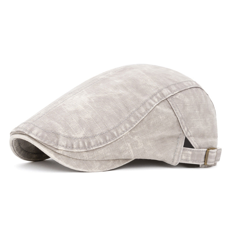 Berretto in puro cotone lavato in stile britannico primaverile ed estivo - Grigio chiaro - Regolabile (22"-24") - image 13