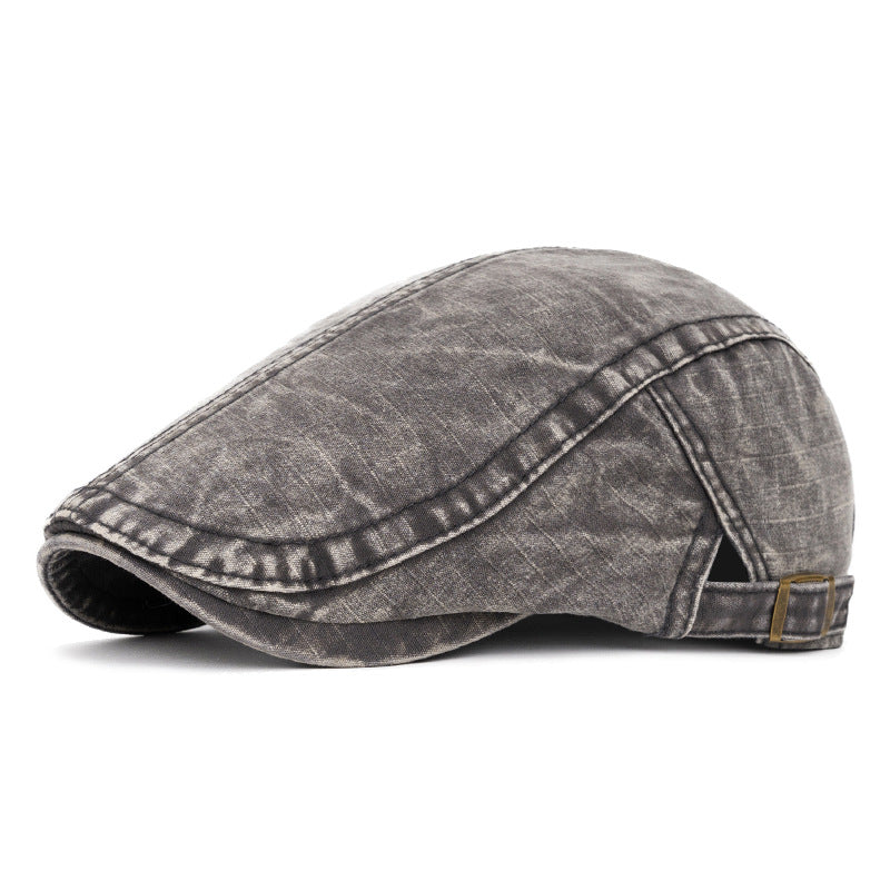 Berretto in puro cotone lavato in stile britannico primaverile ed estivo - Grigio scuro - Regolabile (22"-24") - image 14