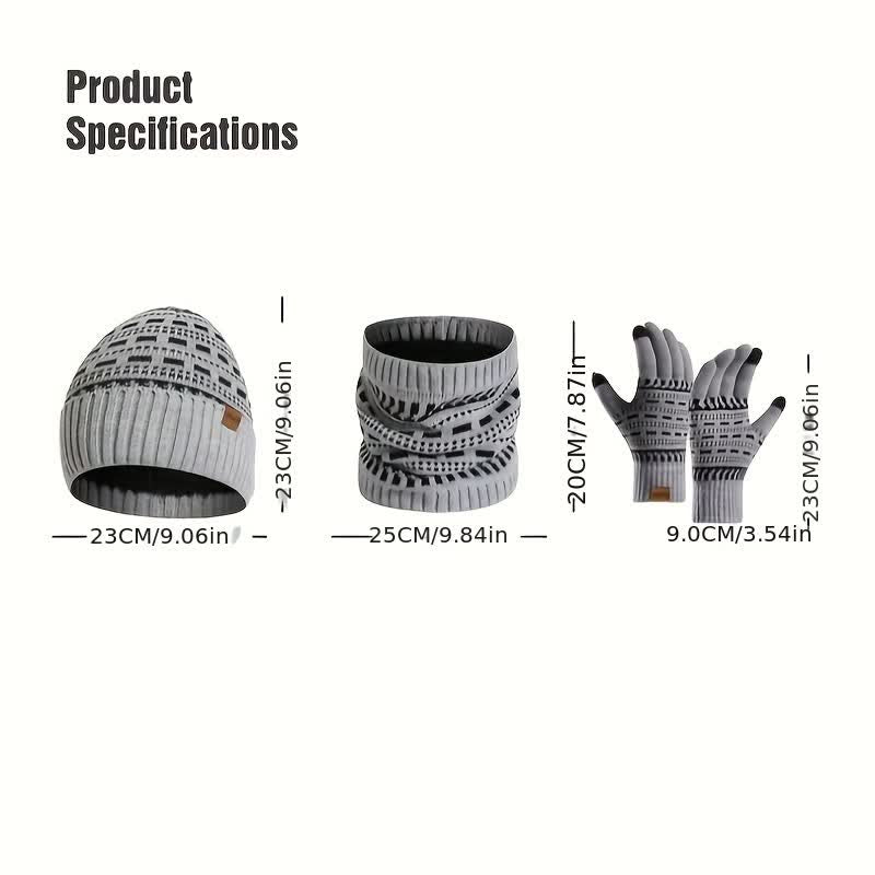 Set di 3 cappelli, sciarpe e guanti a doppio strato in maglia - image 4