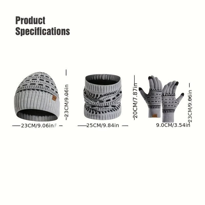 Set di 3 cappelli, sciarpe e guanti a doppio strato in maglia - image 4