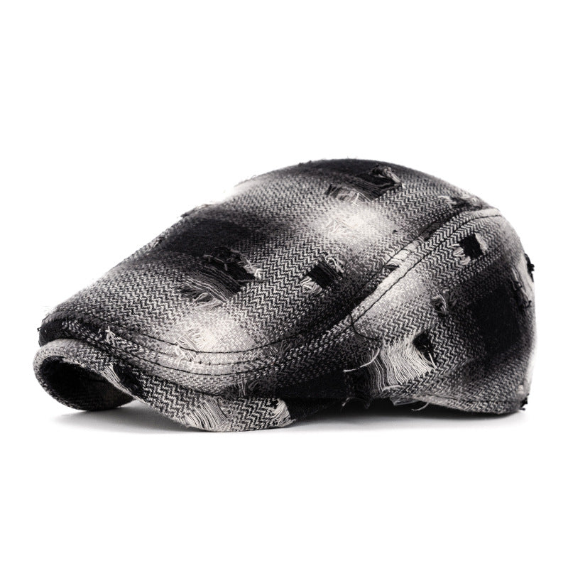 Cappello basco vintage a quadri con bordo spezzato per autunno e inverno - Nero - Regolabile (22"-24") - image 11