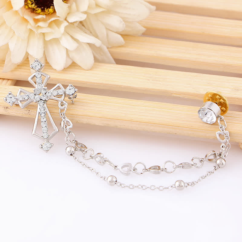 Spilla da uomo con strass a croce e nappe nobili - image 6
