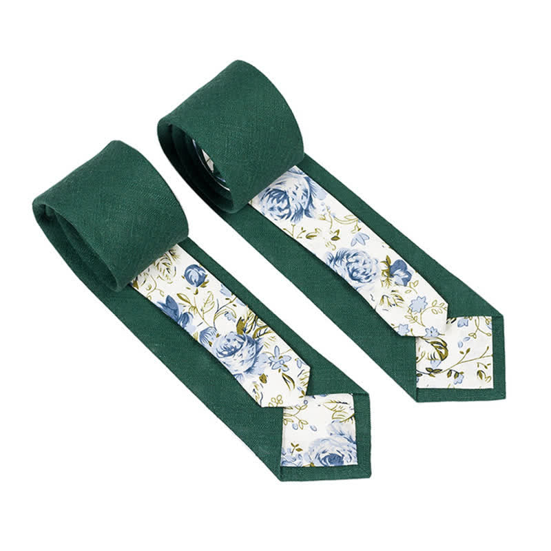 Cravatta da uomo con motivo patchwork floreale a quadri - Verde foresta - image 21