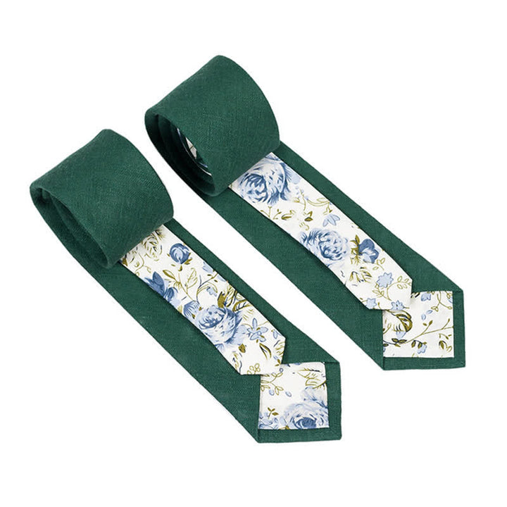 Cravatta da uomo con motivo patchwork floreale a quadri - Verde foresta - image 21