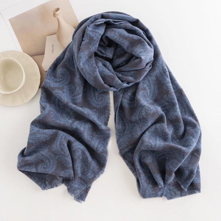 Sciarpa corta con nappe Paisley autunno inverno da donna - Blu - image 2