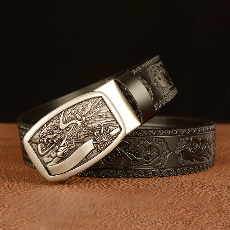 Cintura in pelle con bandiera americana e aquila da uomo - image 16