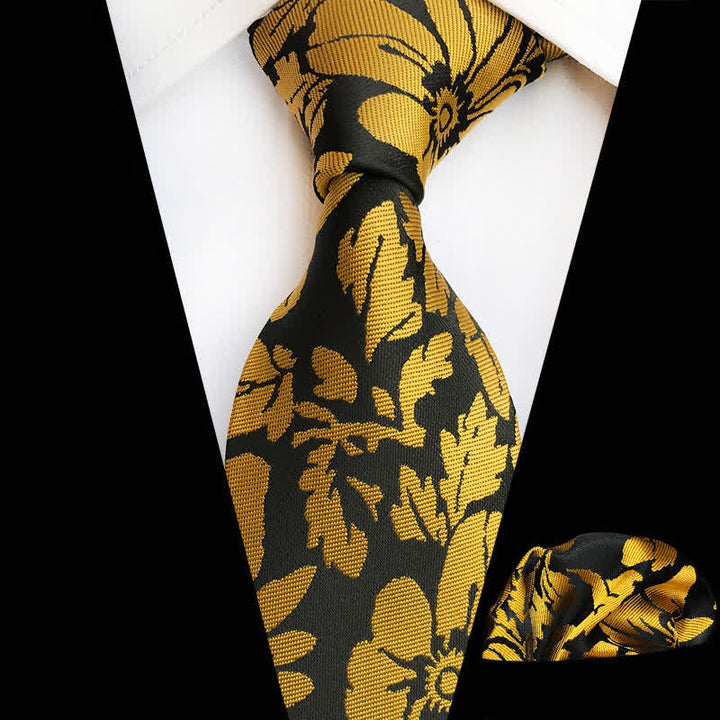 Set di 2 cravatte floreali da uomo con foglie da giardino - Giallo - image 0