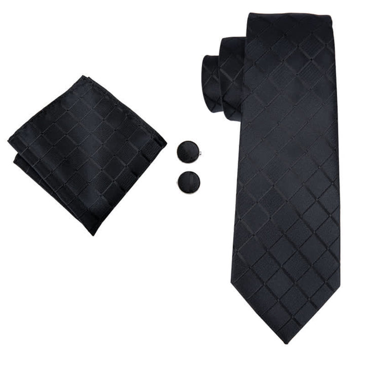 Set di 3 cravatte a quadri nere da uomo - image 1