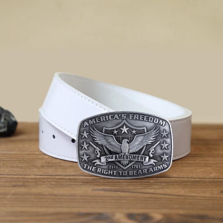 Cintura in pelle con fibbia America's Freedom Eagle fai da te da uomo - Argento antico - Cintura PU bianca (40) - image 8