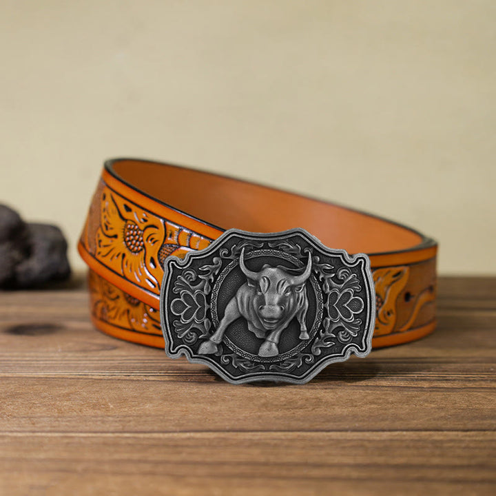 Cintura in pelle con fibbia Matador fai da te da uomo - Argento - Cintura intagliata arancione (40) - image 22