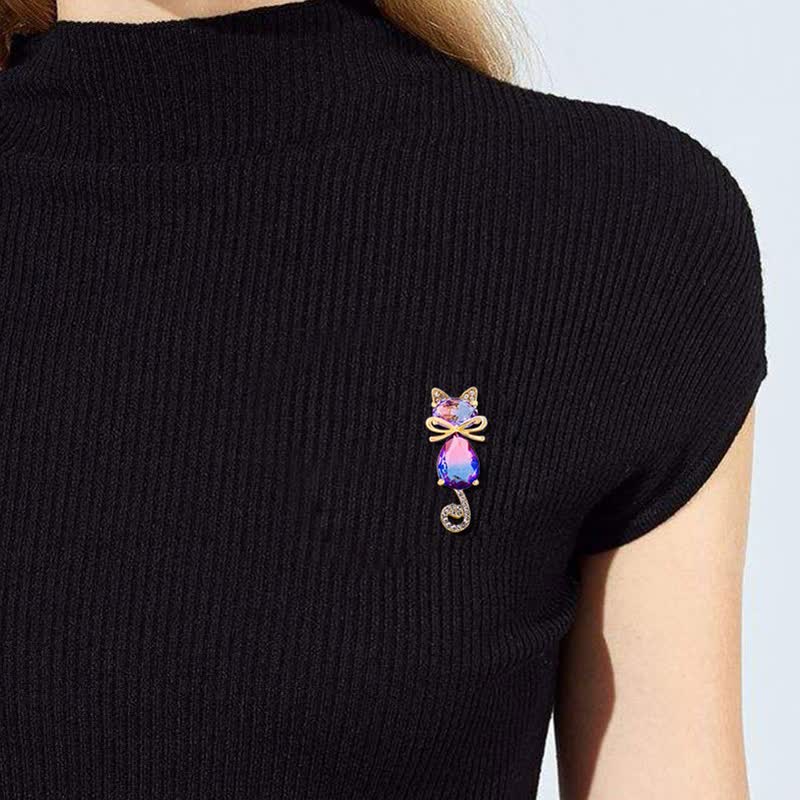 Spilla con strass a forma di gattino carino da donna - image 2