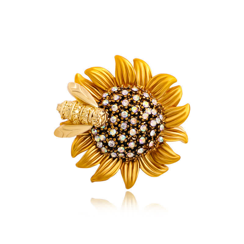 Spilla da donna con ape adorabile e girasole vivido - Giallo - image 0