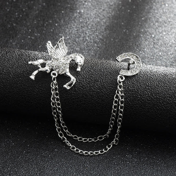 Spilla vintage con nappa Pegaso da uomo - Argento - image 5