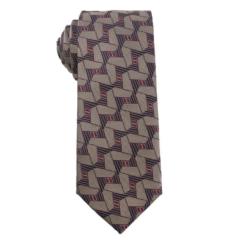 Cravatta da uomo British Khaki Champagne Series - Geometria - image 5