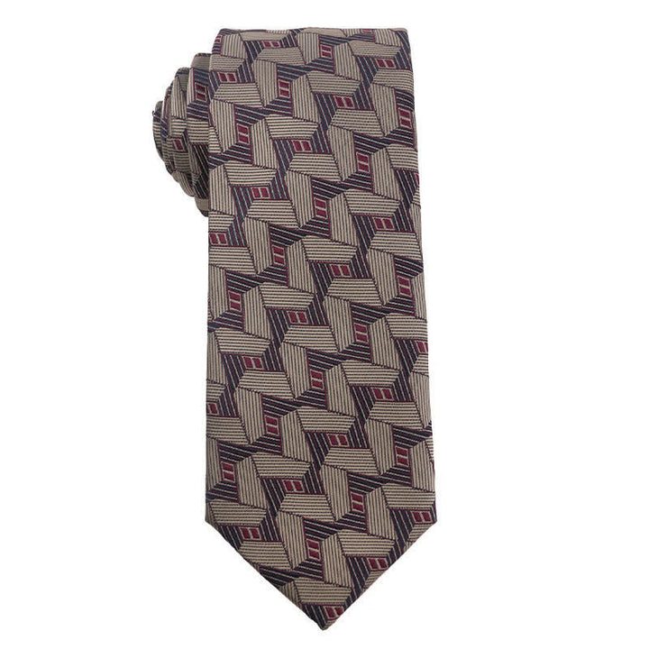 Cravatta da uomo British Khaki Champagne Series - Geometria - image 5