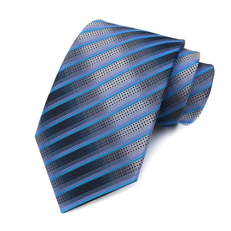 Set di 3 cravatte a righe blu e grigie moderne da uomo - image 1