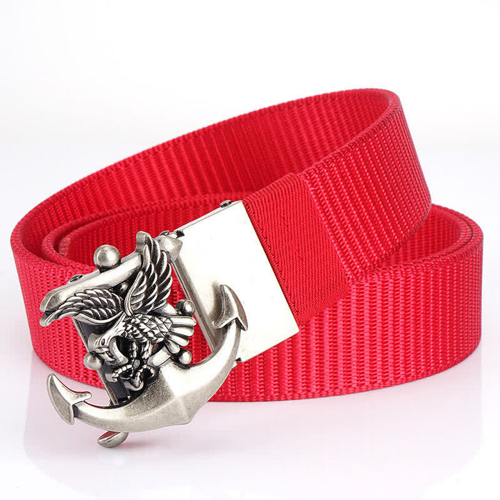 Cintura in nylon con ancora e aquila da uomo - Rosso / Argento - 48" - image 23