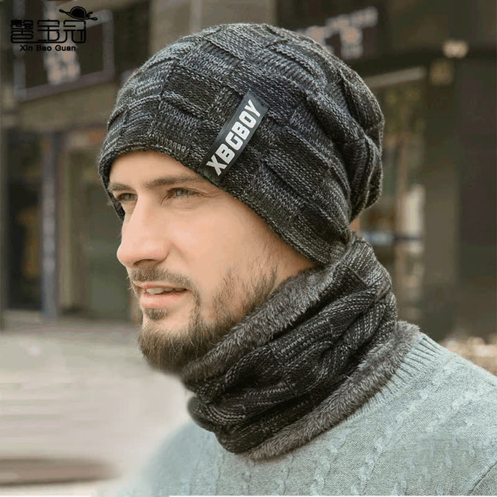 Set berretto e sciarpa in maglia scozzese invernale - Cappello e scaldacollo - Grigio scuro - Regolabile (22"-23 5/8") - image 3