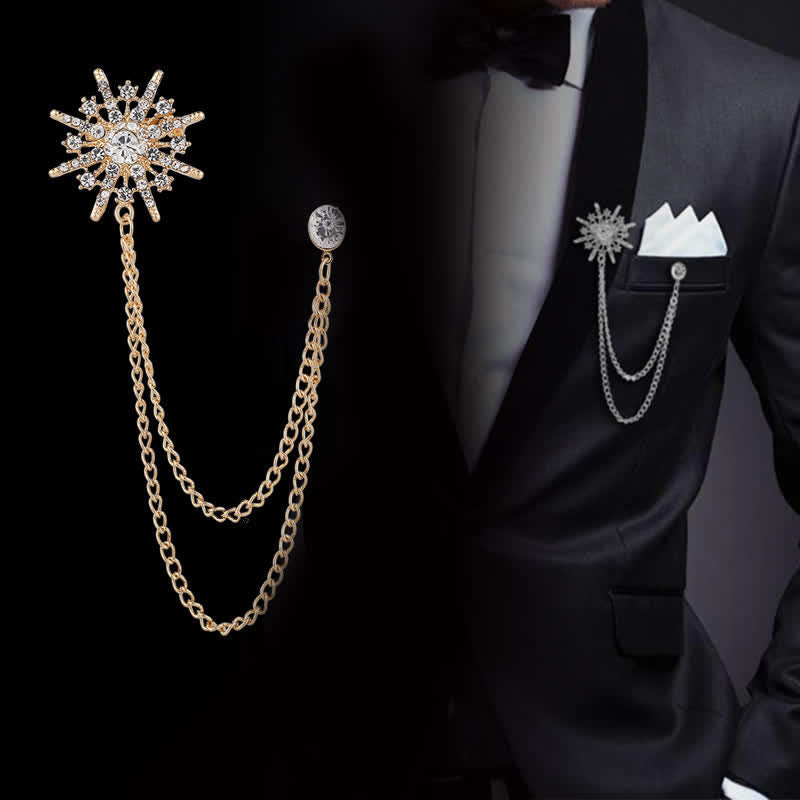 Spilla con nappa a forma di stella ottagonale scintillante da uomo - image 0