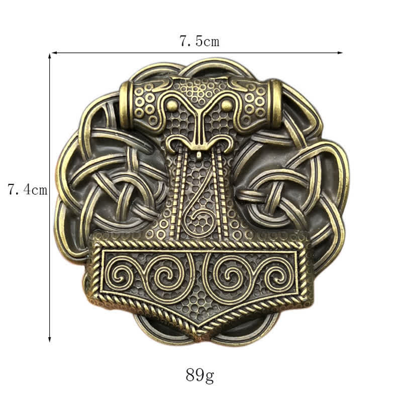 Cintura in pelle fai da te da uomo con fibbia a forma di martello di Thor vichingo - image 1